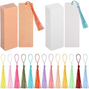 3 x Bookmarks Craft Bookmarks with Colorful DIY Wooden String Kit for Painting Scrapbooking Gift Tags Journals Stationery 12 Blank Wood Creative Bookmark Making Set for Adults Artists Party Favors
