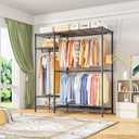 Ulif F7 Garment Rack, Heavy Duty Clothes Rack, Clothing Racks for Hanging Clothes, 6-Tiers Freestanding Portable Closet Storage Rack 58'' W 14.6'' D 76.6'' H, Max Load 800 Lbs, Black
