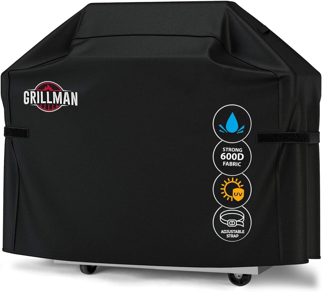 Grillman Premium Grill Cover for Outdoor Grill, BBQ Grill Cover 60 Inch- Rip-Proof, Waterproof, Top Heavy-Duty Large 60 Inch Grill Cover - Barbecue Cover & Gas Grill Covers (60"L x 28"W x 44"H, Black)