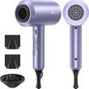 slopehill Professional Ionic Hair Dryer, Powerful 1800W Fast Drying Low Noise Blow Dryer with 2 Concentrator Nozzle 1 Diffuser Attachments for Home Salon Travel (Lavender)