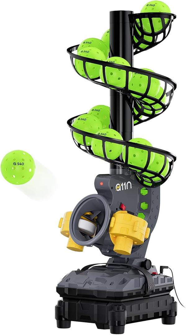 A11N SPORTS Pickleball Automatic Launcher Adjustable Speed, Spin & Angles for Dinks, Chops, Volleys & Serves Auto Swing for Forehand & Backhand Training Indoor/Outdoor Use for All Skill Levels