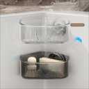 Kitchen Sink Storage Rack Suction Cup Corner Organizer for Sinks Drill-Free Triangular Sink Rack with Drain Basket Includes Adhesive Sponge and Soap Dish 2-Piece Set for Countertop Organization