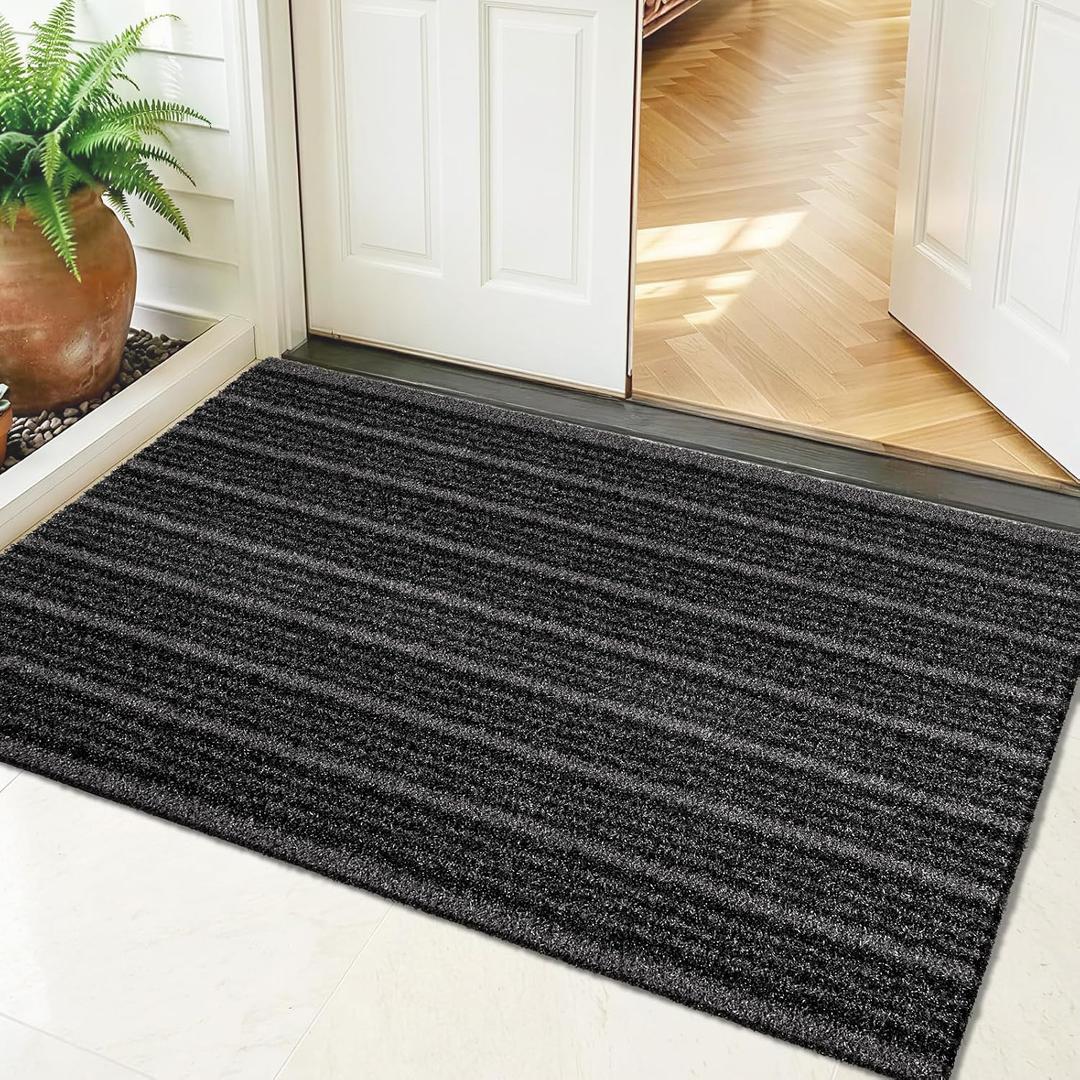 Outdoor Front Door Mat 24" x 36", Dirt Trapping Outside Entrance Rug, Non Slip Shoe Scraper, Heavy Duty Commercial Rug for Patio, Garage, Traffic Area, Office, Roll Packing