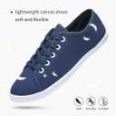 Shupua Women's Casual Canvas Sneakers, Navy, Lace Up Flats 11/42