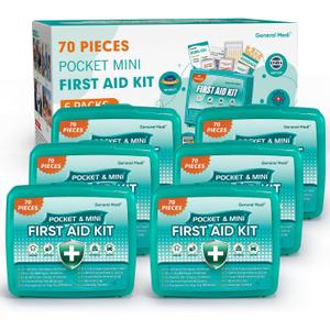 General Medi 420 Piece First Aid Kit, 6 Individual Boxes of 70 Items Each - Contains Premium Medical Supplies for Travel, Home, Office, Vehicle, Camping, Workplace & Outdoor (420 pcs, 6 Pack)
