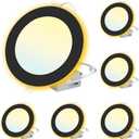 6 Pack Black Recessed Lighting with Night Light 6 Inch, 2700K 3000K 3500K 4000K 5000K Selectable, Canless Wafer Light, 12W, 120V, 1100LM, Dimmable, ETL FCC