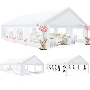 COBIZI 20x30 Party Tent Heavy Duty, Large Outdoor Wedding Tents for Parties with 8 Sidewalls & Built-in Sandbags,Waterproof Event Canopy Gazebo Commercial Tent for Carport,Camping,Patio,Windproof
