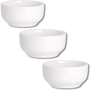 Needzo White Ceramic Dipping Bowls, Small Condiment and Soy Sauce Serving Dishes and Charcuterie Cups, Basic Kitchen Accessories and Essentials, Set of 3, 2.75 Inches Diameter