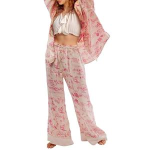 Yimoon Womens Satin Pajama Set Floral Silk Pajamas 2 Piece Cute Long Sleeve Button Down Pjs Sleepwear Lounge Set, Size XL