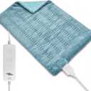 GOQO TOMO Electric Heating Pad for Back Pain & Cramps Relief, 12 x 24 Inch,Soft Plush Fabric, Machine Washable, Auto Shut Off-Green(G01)