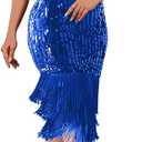 Cololura Elegant Women Sequin Short Sleeve Tassel Bodycon Midi Dress Party Evening Gown Formal Dress (X-Large)