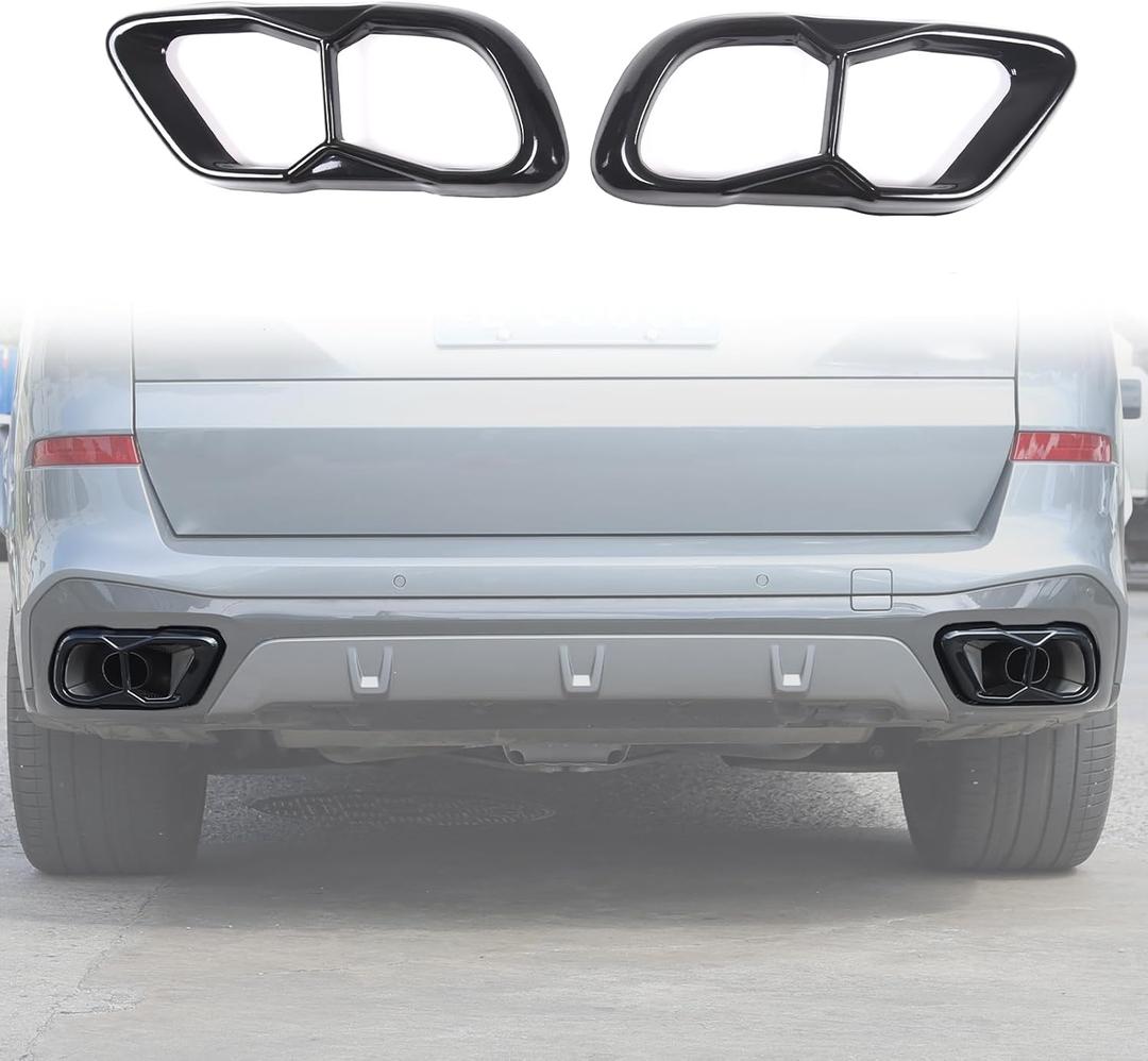 Car Exhaust Muffler Tail Pipe Trim Cover Compatible with BMW X5 G05 X6 G06 X7 G07 2019-2025, Rear Exhaust Tip Outlet Muffler Tube Cover Decoration Tail Throat Decoration (Style C-Black)
