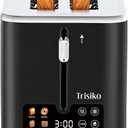 Trisiko Touch Screen Toaster 2 Slice,Smart Toaster with Digital Timer, 1.38" Extra-Wide Slots for Bread& Bagel,with Reheat, Defrost, Cancel, +15s Boost, Great for Home, Office, Dorm (Black)