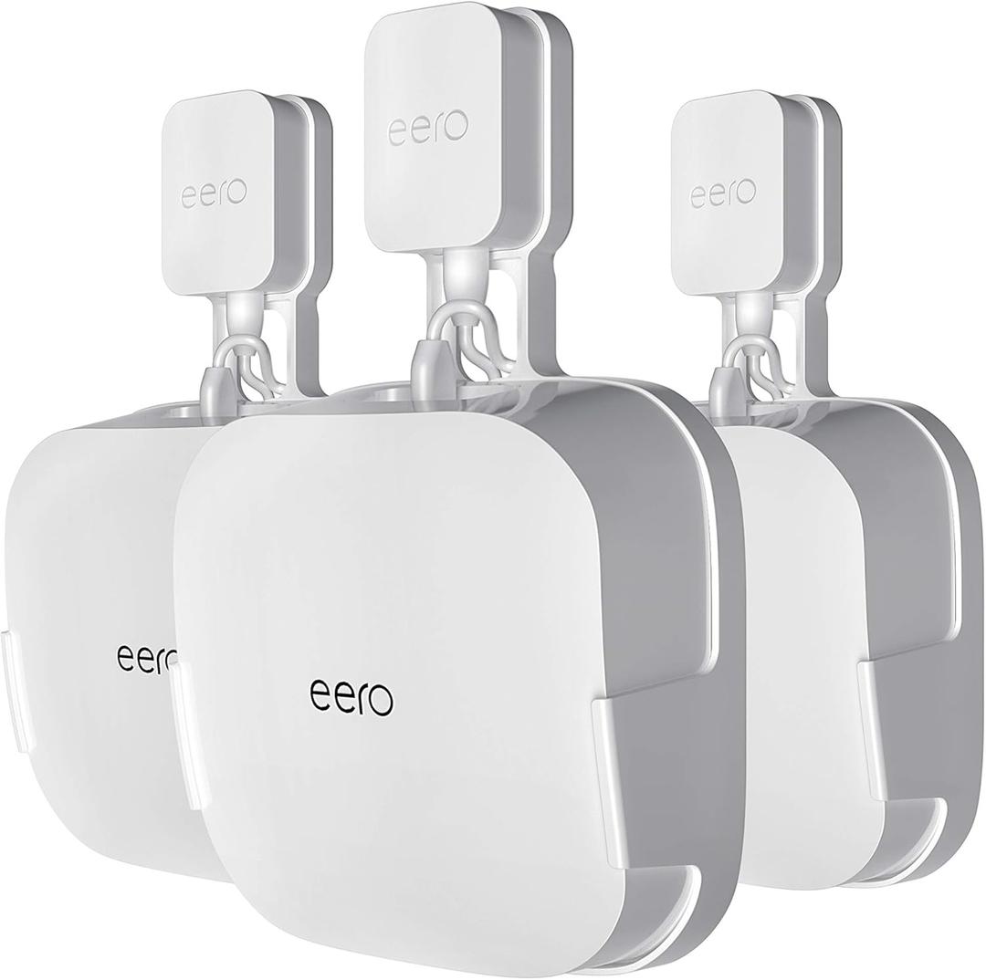 COOLWUFAN Wall Mount Holder for eero Pro 6/6E Home WiFi System - Simple and Sturdy Stand Bracket for Tri-Band Mesh Wi-Fi 6 System (White, 3 Pack)