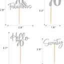 3 x 48Pcs 70th Birthday Cupcake Toppers Glitter Hello 70 Cupcake Topper 70 Fabulous Seventy Cupcake Picks for Happy 70th Birthday Wedding Anniversary Party Cake Decorations Supplies, Silver