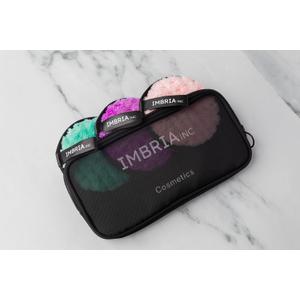 IMBRIA Reusable Makeup Remover Pads with Travel Pouch  3-Pack Microfiber Face Cleansing Rounds  Washable, Eco-Friendly, Soft Pads for Gentle Makeup Removal  Zero Waste Skincare for Women