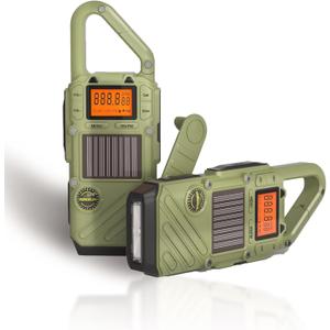 Emergency Weather Radio Walkie Talkies for Adults - NOAA/FM Weather Alert with Solar Hand Crank & USB Charging, 22-Channel Range 10 Miles Two-Way Radios, LED Flashlight & SOS Alarm 2-Pack