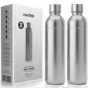 Premium 33 oz Stainless Steel Bottle | Compatible with Aarke Carbonator 3, SodaStream Duo & Plastic Bottle | No Expiry | Plastic-Free | 2x Steel