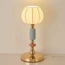 Modern Imitated Silk Table Lamp Plug in Metal Base Desk Light with Plug Cord Switch for Bedroom Bedside Living Room