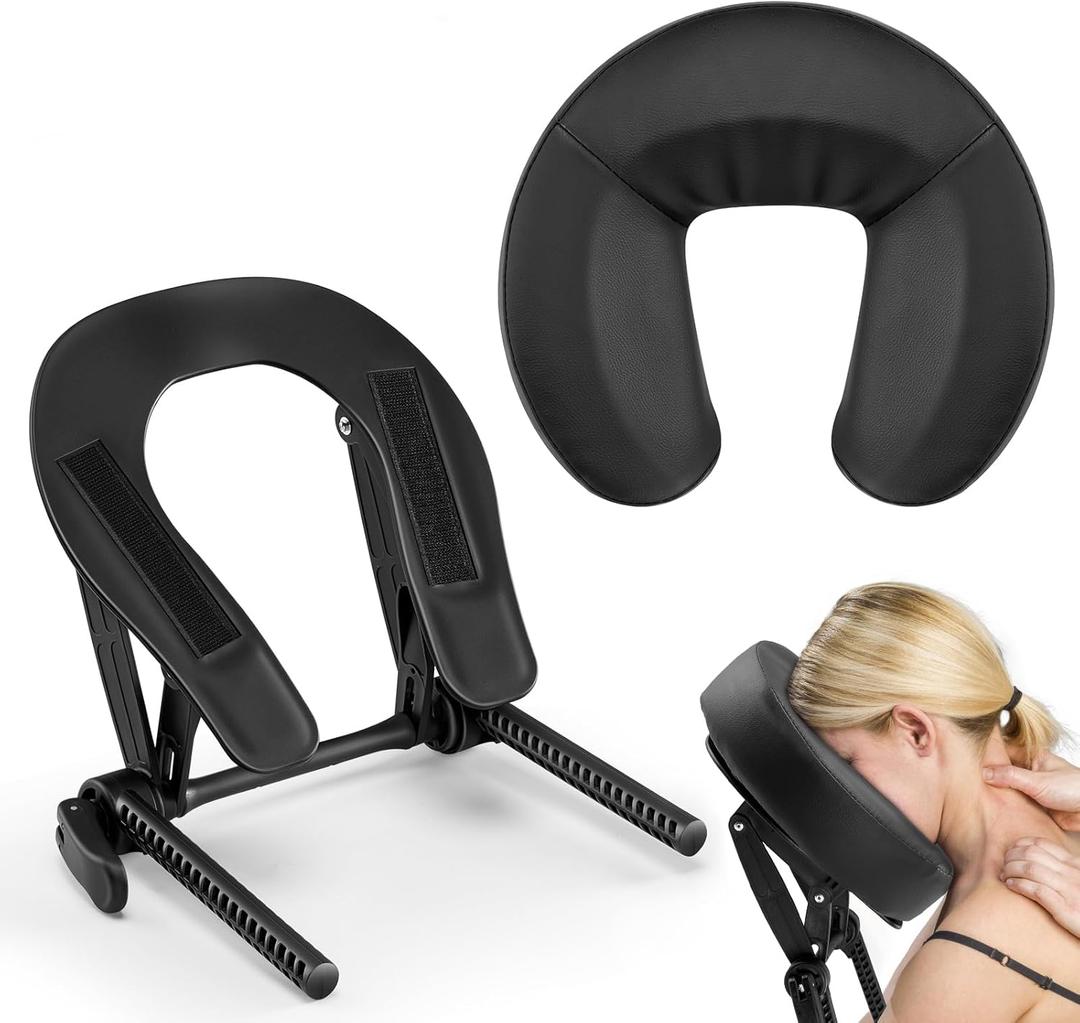 Universal Adjustable Massage Table Face Cradle & Headrest, Memory Foam Face Pillow Cushion for 3-7 Inch Mattress, Massage Table Headrest for Eye Surgery Recovery, Salon SPA Massage Bed Black