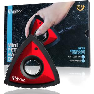 Analan Mini Pet Hair Remover for Car Detailing Supplies, Carpet Dog Hair Remover for Car Interior, Triangle Dog Hair Remover for Auto Detailing, Couch, Furniture, Lint, Carpet (Ruby Red)