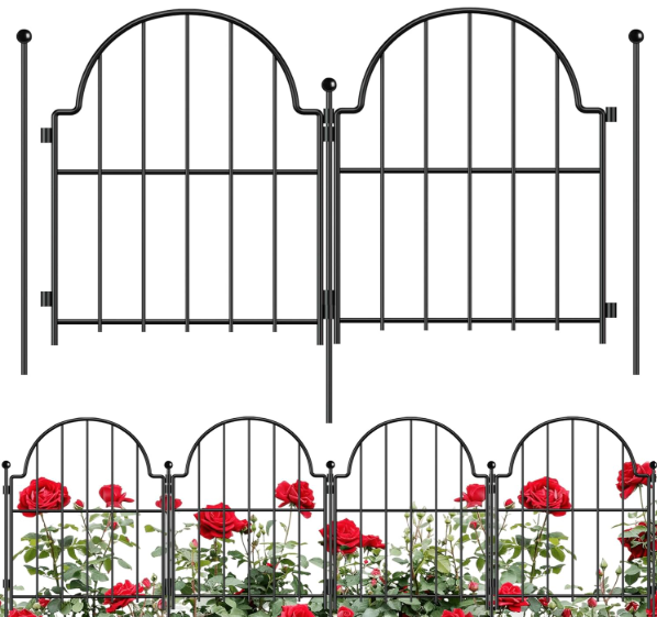 Garden Fence, 17 in(H) x 21 ft(L) Arched Rustproof Metal No Dig Fence Garden Fence Border, Ground Stake Animal Barrier Fence for Rabbit Dog, Outdoor Landscape Decor for Yard & Patio,19 Pack