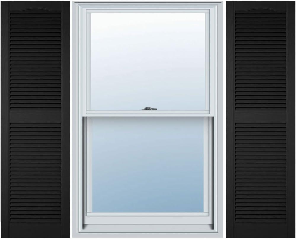 Ekena Millwork Lifetime Vinyl LL1S14X03600BL Standard Cathedral Top Center Mullion, Open Louver Vinyl Shutters, w/Installation Shutter-Lok's & Matching Screws (Per Pair), 14 1/2"W x 36"H, Black