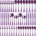 50 Pieces Purple Silverware Set Service for 10 Stainless Steel Flatware Set Metal Utensils Set Tableware Cutlery Set Including Knife Forks Spoons for Home Wedding Restaurant Table Dishwasher Safe