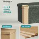 SONGMICS Mazie Collection - 30 Inches Folding Storage Ottoman Bench, Ottoman with Storage, Foot Rest Stool, Load 660 lb, for Living Room, Synthetic Leather, Forest Green ULSF040C01