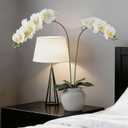 Sherika 38 Inch Orchid Artificial Flowers Real Touch Latex Fake Phalaenopsis Orchid Branches 9 Large Blooms, Faux Orchids Stems for Home Office Wedding Decoration(Green White, 2PCS)