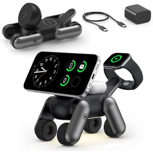 3 in 1 Charging Station for Apple Devices, Magnetic Wireless Fast Charger Stand Compatible with MagSafe for iPhone 17/16/15/14/13/12/Air Series, Apple Watch & Airpods