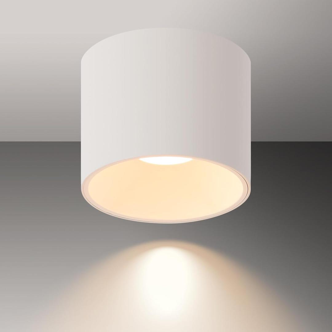 VooBeniz Dimmable LED Ceiling Spot Light – 4.72” Flush Mount Ceiling Light Fixture Indoor Cylinder Spot Light Fixture for Kitchen, Living Room, Hallway & Entryway CRI97 12W 3000K White