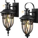 VIANIS Motion Sensor Outdoor Lights, Dusk to Dawn Outdoor Motion Sensor Light, 2 Pack Exterior Lighting Fixtures with Seed Glass,Black Outside Lights for House, Garage, Front Porch, Anti-Rust