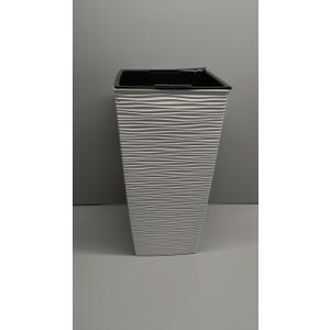Mueller M-Resin Heavy Duty Tall Planters for Outdoor Plants, Indoor Grande Plant Pots, Boxes, Trees, Flower Pots, Set, 24”, Modern Design, Built-in Drainage, Front Porch Decor, White