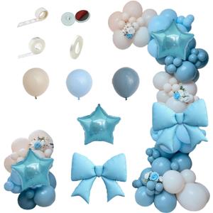 Blue Balloon Garland Arch Kit, 118PCS Natural Sand Color Blue Balloon with 5 Starts Sets for Baby Shower Birthday Wedding Celebration Home Party Deco Supplier