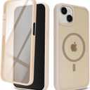 for iPhone 15 Case with Built-in Screen Protector Anti-Scratch,for Apple iPhone 15 Protective Phone Cases,Compatible with MagSafe for Men Women-Off-White