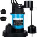 LEO Sump Pump Submersible Vertical Float Switch Automatic Utility Pumps for Clean/Dirty Water Pump Thermal Protector for Basement Pool Draining, Blue