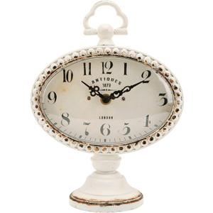 NIKKY HOME Vintage Table Clock with Beads, Silent Shelf Desk Top Clock Battery Operated Antique Design, Chic Home Decor for Fireplace Mantel, Desktop, Countertop, White