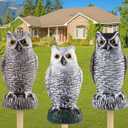 Fake Owl Decoy to Scare Birds Away, Plastic Garden Owl Scarecrow for Garden, Waterproof Owl Statue for Courtyard Orchard Doorway Roof Owl Decor 3 Pack