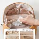 EACHY Travel Makeup Bag, Large Capacity Cosmetic Bag for Women, Waterproof PU Leather, Flat Open Portable Toiletry Bag for Skincare, Brushes & Travel Essentials