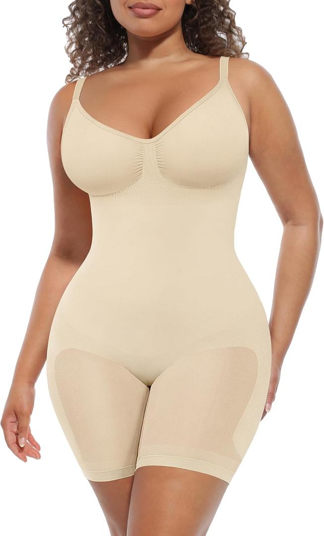 FeelinGirl Shapewear Tummy Control Seamless Bodysuit Hip Enhancer Body Shaper for Women