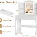 White Small Vanity Desk with Mirror and 3 Adjustable Light Modes, 31.5" D x 15.7" W x 50.8" H