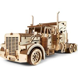 UGEARS Heavy Truck 3D Wooden Puzzles for Adults - Wooden Model Kits for Adults Semi Truck Hobby Kits for Adult Model Kit Tractors Brain Teaser, Hobby Set Home Decoration