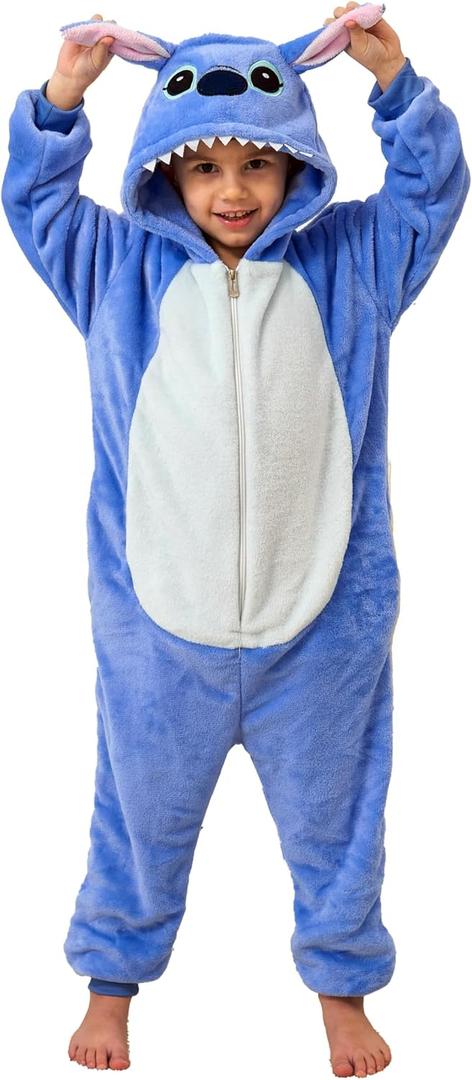 Kids Onesie Animal Pajamas Halloween Costumes Christmas Cosplay Costumes for Girl (13-14 Years, Blue-1)