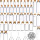 45 Pcs Small Mini Glass Bottles with Cork Stoppers Small Glass Jars with Lids Tiny Spell Jars with 50 Eye Screws and 3 Funnels for DIY Art Craft(0.5ml, 2ml, 5ml, 10ml, 20ml)