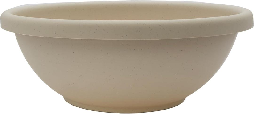 The HC Companies Shallow Planter with Drainage - Contemporary Garden Bowl Planter for Flowers, Herbs & More - Round Succulent Planter Pot for Indoors and Outdoors (20" Cottage Stone, Pack of 1)