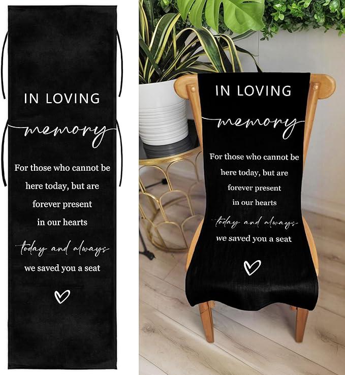 Personalized Wedding Memorial Reserved Chair Sign Banner, In Loving Memory Chair Sign for Father/Mother of Bride/Groom Parents, Reserved Seat Loved Ones Heaven, Linen Wedding Decor Sympathy Gift