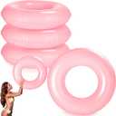 ShinyRelief 4 Pcs Inflatable Pool Floats 44 Inch Swim Rings for Adults Colorful Swim Inner Tube Swimming Ring Raft Float Toys for Beach Swimming Pool Party Supplies (Light Pink)