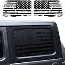 JeCar Hardtop Window USA Distressed Flag Decals Vinyl American Flag Stickers Compatible with Jeep Wrangler 2018-2024 JLU 4 Door, 1 Pair