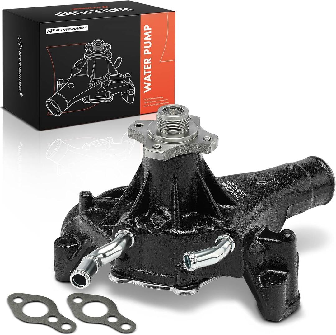 A-Premium Water Pump with Gasket [OHV 4.3 5.0 5.7L] Compatible with GMC, Chevy, Cadillac, Olds., Isuzu Cars - C/K-Class, Silverado 1500, Savana 1500 96-14, Express 3000, Yukon, Sierra 1500, NPR & More